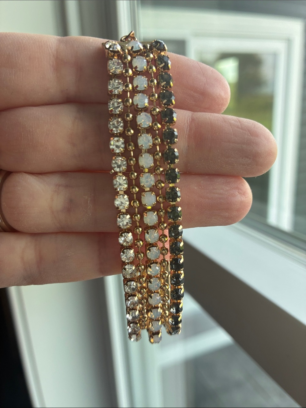 Gold Crystal Multi-Row Stretch Bracelet - Women Jewelry